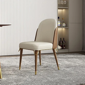 Белый Обеденный стул современного дизайна для гостиной, Эргономичный Кухонный стул из скандинавской кожи, Роскошная Библиотечная мебель Eetstoelen для кафе YX50DC - Изображение 1  