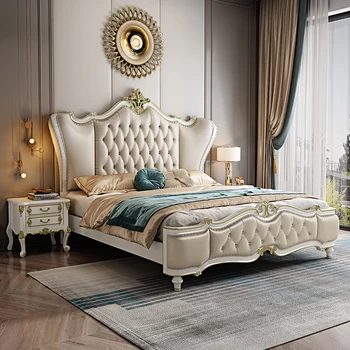 Современная кровать для спальни, покрывало, Стеганые подушки, Двуспальные кровати с королевским каркасом, Роскошное изголовье, мебель для супружеского салона Camas - Изображение 1  
