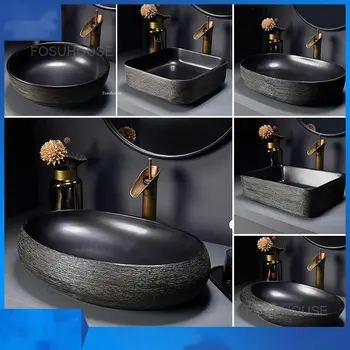 Современные керамические овальные раковины для ванной комнаты, креативный умывальник для ванной комнаты, кухонные раковины в скандинавском стиле, Роскошный санитарный стол, раковина Z - Изображение 2  