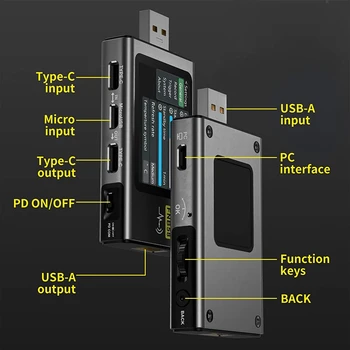 Цифровой вольтметр Тестер тока FNB58 USB Type-C Протокол быстрой зарядки Power PD Обнаружение срабатывания Максимум 7A - Изображение 2  