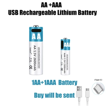 Батарея AA + AAA 1,5 В Литий-ионная батарея 2600 мАч перезаряжаемая литий-ионная батарея AA 1,5 В литий-ионная батарея с быстрой зарядкой через USB - Изображение 2  