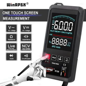 WinAPEX Сенсорный экран Автоматический Истинно среднеквадратичный цифровой мультиметр AC DC Напряжение NCV Частотный тестер 6000 отсчетов Умный мультиметр - Изображение 1  