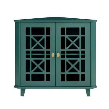 Переходные резные двери Manor Park Угловой шкаф с акцентом, темно-бирюзовый сервант Мебель для дома Мебель для столовой - Изображение 2  