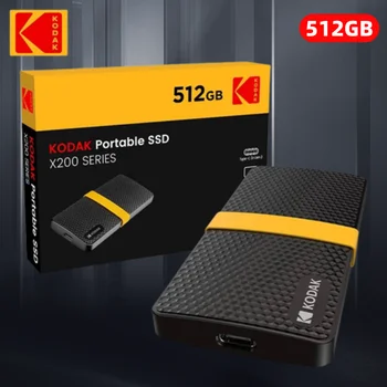 KODAK SSD Внешний Жесткий Диск Type C USB 3,1 2000 МБ/с. 256 ГБ 512 ГБ 1 ТБ 2 тб Портативный SSD X200 GEN2 HDD для PS4 PS5 PC Сумка Для хранения - Изображение 1  