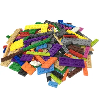 100 шт./лот Объемные детали Тонкие Кирпичи 8 размеров, Смешанные 15 цветов, модели строительных блоков legoed, развивающие игрушки для детей, подарки - Изображение 2  