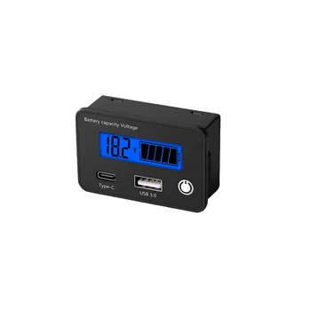 Индикатор емкости аккумулятора DC8-30V, тестер уровня свинцово-кислотных литиевых батарей, цифровой вольтметр USB 3.0, измеритель напряжения, синий - Изображение 1  