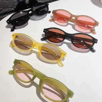 новинка в стиле хип-хоп, Персонализированные Солнцезащитные очки в овальной оправе с Небольшой оправой для женщин и мужчин 2023, Высококачественный трендовый продукт, модные солнцезащитные очки de sol uv400 - Изображение 2  