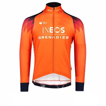 ВЕСНА-ЛЕТО 2023 КОМАНДА INEOS Grenadiers Оранжевая велосипедная майка С длинным рукавом, велосипедная одежда с нагрудниками Ropa Ciclismo - Изображение 2  