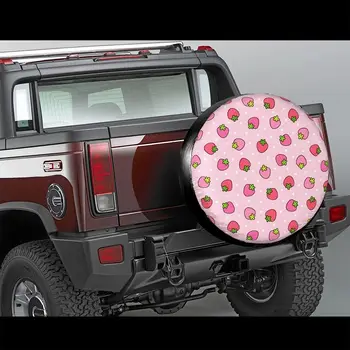 Клубнично-розовый чехол для запасного колеса, Защита колес, Пылезащитный чехол для колес, подходит для прицепа Rv, летнего кемпинга, многих транспортных средств - Изображение 2  