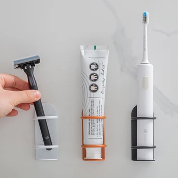 Железный держатель электрической зубной щетки для ванной, зубная паста, бритва, Стеллаж для хранения, Настенное крепление, полка для электрической зубной щетки, Полки для ванной - Изображение 1  