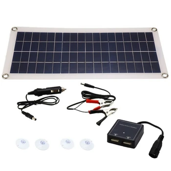 Гибкая солнечная панель 1X8 Вт 12 В с двумя USB/DC, эффективная зарядка автомобильного аккумулятора, кемпинг - Изображение 1  