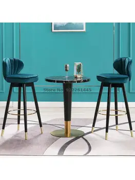 Скандинавский барный стул, легкий роскошный американский вращающийся высокий табурет из массива дерева, современный простой итальянский барный стул - Изображение 2  