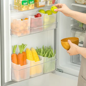 Ящик для хранения свежих продуктов в холодильнике, Боковая дверца Холодильника, Контейнер для фруктов, овощей, специй, Кухонный органайзер, ведро для хранения - Изображение 2  