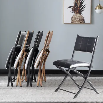 Кухонный стул со спинкой, Удобный складной компьютерный стул, офисный стул из высокоэластичной губки, Устойчивая мебель в скандинавском стиле. - Изображение 1  