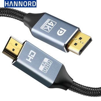 Кабель Hannord 4K Displayport-HDMI, совместимый с компьютером, телевизором, ноутбуком, монитором, проектором, экраном переноса Displayport - Изображение 1  