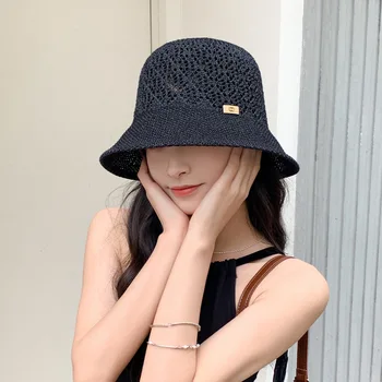2023 Новая летняя шляпа в корейском стиле, Женская Достойная Полая сетчатая панама для путешествий и отдыха, Солнцезащитная шляпа для умывальника - Изображение 2  
