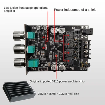 Плата усилителя мощности Bluetooth ZK-1002T TPA3116D2 Модуль усилителя мощности звука с регулировкой высоких частот 100Wx2 - Изображение 2  