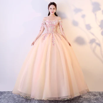 Новые розовые пышные платья с открытыми плечами, платье Robe De Bal, винтажное платье на заказ, большие размеры, Vestidos De 15 - Изображение 1  