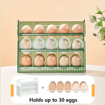 Ящик для хранения яиц, органайзер для холодильника, контейнеры для еды, футляр для хранения свежих яиц, держатель лотка, диспенсер, Кухонные ящики для хранения - Изображение 1  