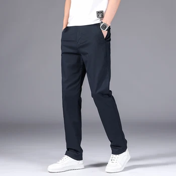 Летние мужские брюки Modern Fit Performance Pant 2023 Новые мужские легкие Элегантные повседневные прямые брюки средней длины цвета Хаки - Изображение 1  