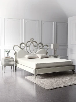 Простая придворная кровать французской принцессы, березовая европейская кровать, американская современная легкая роскошная кровать, тихая - Изображение 2  