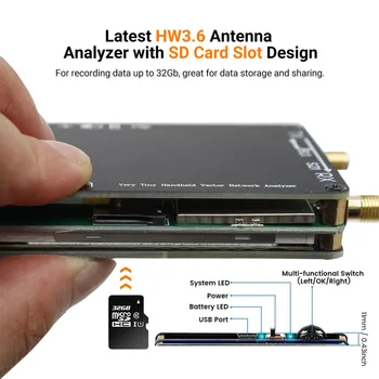 Анализатор Векторной Сетевой Антенны NanoVNA-H 50 кГц ~ 1,5 ГГц MF HF VHF UHF Со Слотом для SD-карты USB type-C Тестер Анализатор Спектра - Изображение 2  