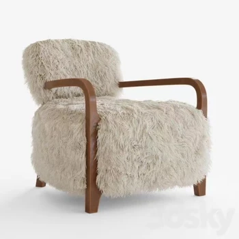 Runxi Yeti кресло для отдыха из овчины Кресло для гостиной с тканевой кожаной обивкой Мебель для гостиной для дома - Изображение 1  