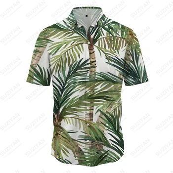 Летняя мужская футболка с короткими рукавами, освежающая футболка с 3D принтом кокосовой пальмы, модная свободная повседневная рубашка для отпуска, мужские топы - Изображение 2  
