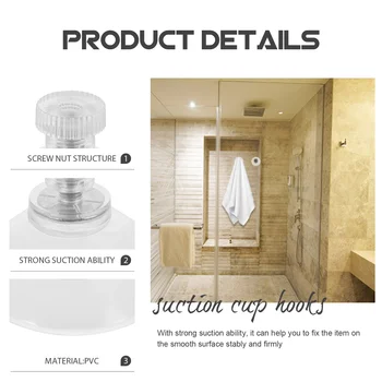 Присоски из ПВХ, винтовые вешалки для ванной комнаты, прозрачные маленькие присоски, держатель со стеклом - Изображение 2  