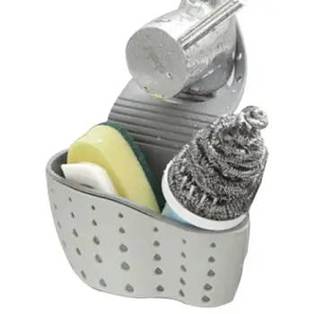 Подвесной мешок для кухонного крана, резиновый двухслойный держатель для губки для раковины, экономящий место на кухне, подставка для мыла для посуды - Изображение 1  