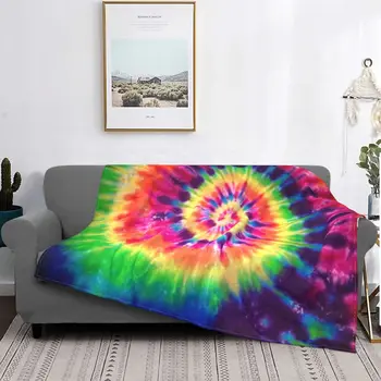 Разноцветные одеяла Tie Dye, бархатный текстильный декор, дышащее ультрамягкое покрывало для домашнего офиса, покрывала для постельных принадлежностей - Изображение 1  