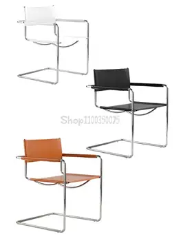 Кресло / Антикварный стул из нержавеющей стали с трубкой, современное седло из кожи, обеденный стул из утолщенной кожи - Изображение 1  