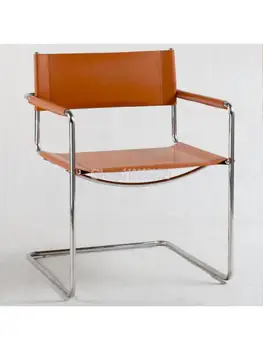Кресло / Антикварный стул из нержавеющей стали с трубкой, современное седло из кожи, обеденный стул из утолщенной кожи - Изображение 2  