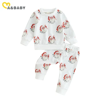 мама и малыш от 0 до 3 лет, Рождественские комплекты одежды для новорожденных девочек, футболки с принтом Санта-Клауса, Топы, Брюки, Рождественские костюмы, одежда для малышей - Изображение 1  