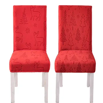 плюшевый чехол для стула, Рождественский чехол для стула для столовой, украшение для вечеринки, красный протектор для стула, толстый материал - Изображение 1  