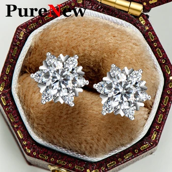 Женские серьги с бриллиантами PureNew из муассанита весом 0,8 карата, оригинальные женские серьги с муассанитом из стерлингового серебра 925 пробы высшего качества - Изображение 1  