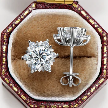 Женские серьги с бриллиантами PureNew из муассанита весом 0,8 карата, оригинальные женские серьги с муассанитом из стерлингового серебра 925 пробы высшего качества - Изображение 2  