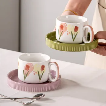 Чашка французского тюльпана, кофейная чашка, набор десертных блюд, керамическая чашка, чашка для послеобеденного чая, блюдо для дим-самов, чашка для питья, блюдо - Изображение 1  