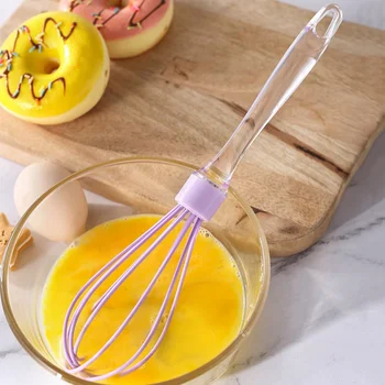 Органический силиконовый ручной венчик Для взбивания яиц, Устойчивые к коррозии Кухонные Принадлежности для выпечки, Инструменты для выпечки десерта - Изображение 2  