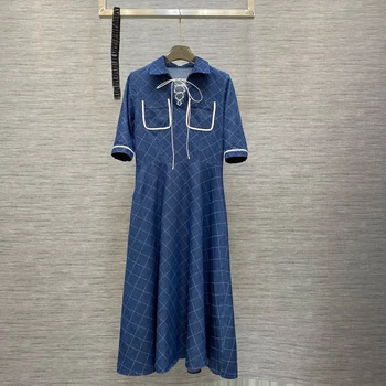 Длинное синее платье, стильное и в стиле ретро full731 - Изображение 1  