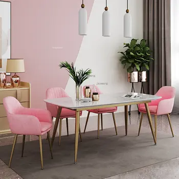 Современная бархатная кухонная мебель, обеденный стул, роскошный металлический стул в постмодернистском стиле, модный домашний диван со спинкой, кресла - Изображение 2  