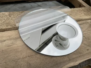круглое зеркало из серебристого акрила толщиной 5 мм без стекла, безопасный поднос для домашнего декора, украшение свадебного стола свечой, фотографический фон - Изображение 2  