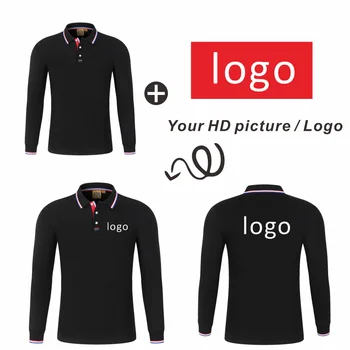 Осенняя футболка-поло с длинными рукавами и воротником с принтом, рубашка-поло с вышивкой и логотипом группы компаний, футболка с принтом - Изображение 2  