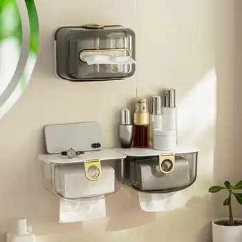 Универсальная коробка для хранения с клейкими наклейками Простая организация Стильная настенная коробка для салфеток спереди для ванной комнаты - Изображение 2  