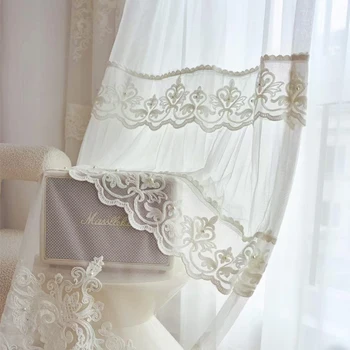 Белые прозрачные занавески для окон Drapery Divas во французском стиле Кантри: Элегантные шторы из ткани органза для спальни и украшения дома - Изображение 1  