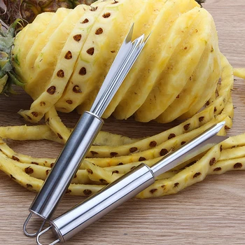 Нож для ананаса из нержавеющей стали, нескользящая овощечистка для ананаса, легкая чистка, лопатка для ананаса, Инструменты для фруктов, кухонные инструменты - Изображение 1  