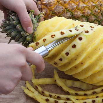Нож для ананаса из нержавеющей стали, нескользящая овощечистка для ананаса, легкая чистка, лопатка для ананаса, Инструменты для фруктов, кухонные инструменты - Изображение 2  