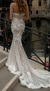 Романтический халат невесты без бретелек, Классическое платье для прополки длиной до пола, Изящные свадебные платья Vestidos De Novia - Изображение 2  