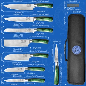 XYj Профессиональный Кухонный Набор Ножей Инструменты Для Японской Кулинарии Santoku Nakiri Набор Ножей Для Очистки Овощей С Рулетом Аксессуар - Изображение 2  