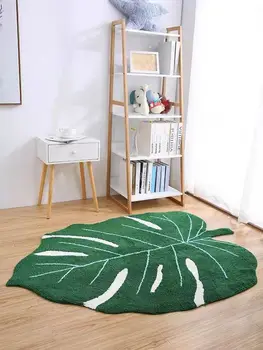 Хлопковый коврик для пола с креативными листьями большого размера, напольный коврик для учебы, портативный и моющийся - Изображение 2  
